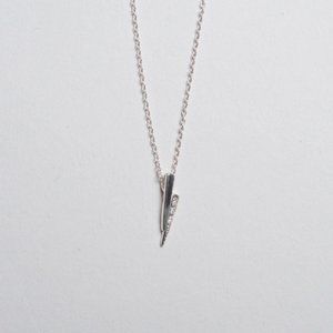 Silver Bolt Necklace — White Diamond